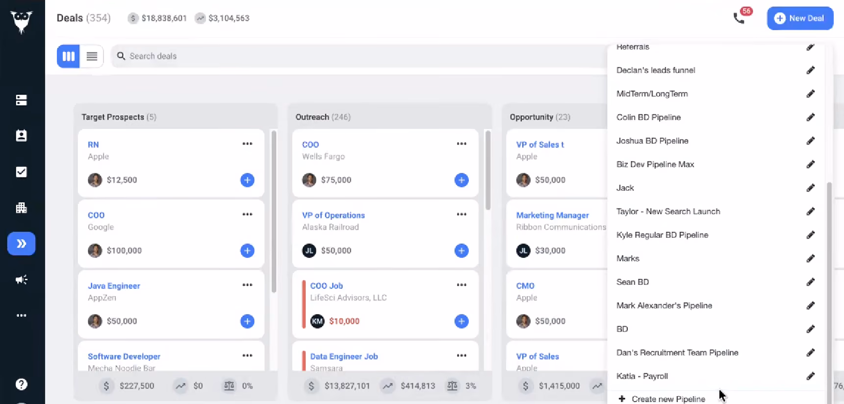 Loxo’s Deal UI for recruitment agency users