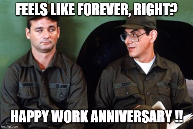 Funny happy work anniversary image