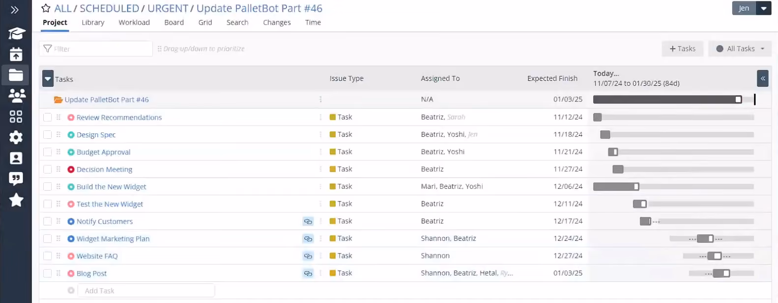 Portfolio Manager project management software screenshot