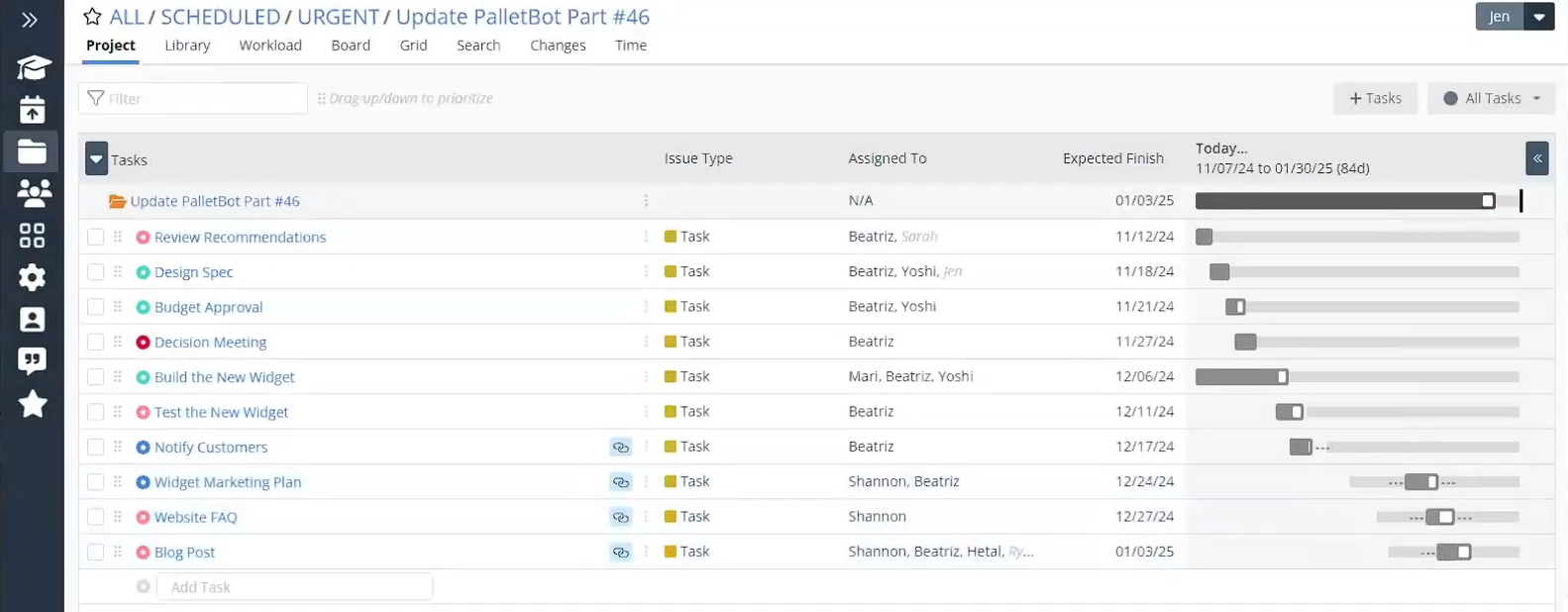Portfolio Manager project management software screenshot