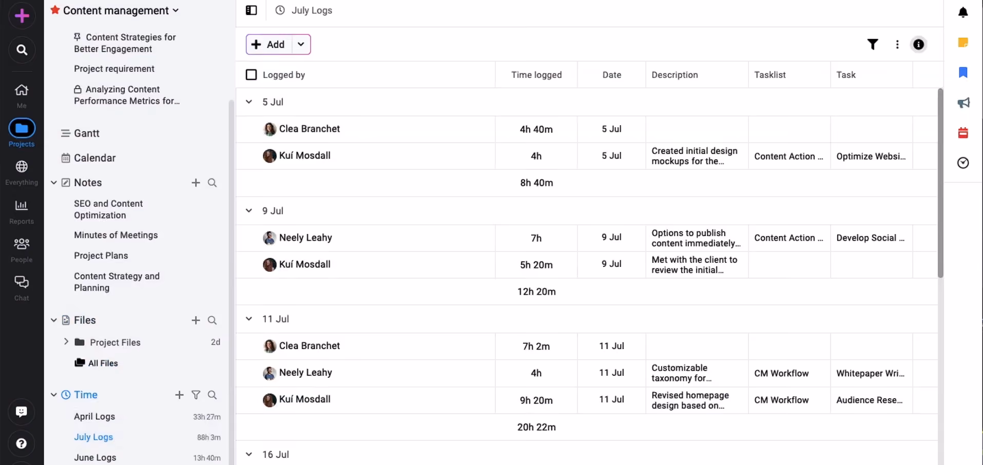 Proofhub project management software screenshot