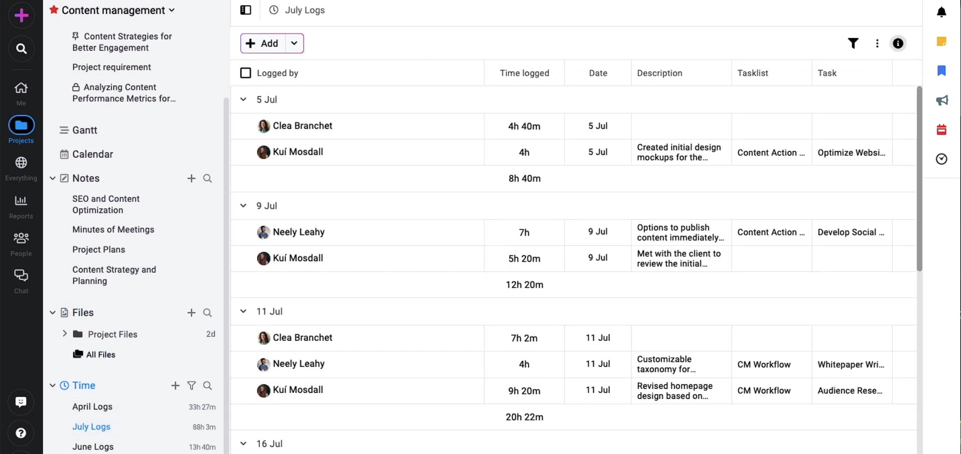 Proofhub project management software screenshot