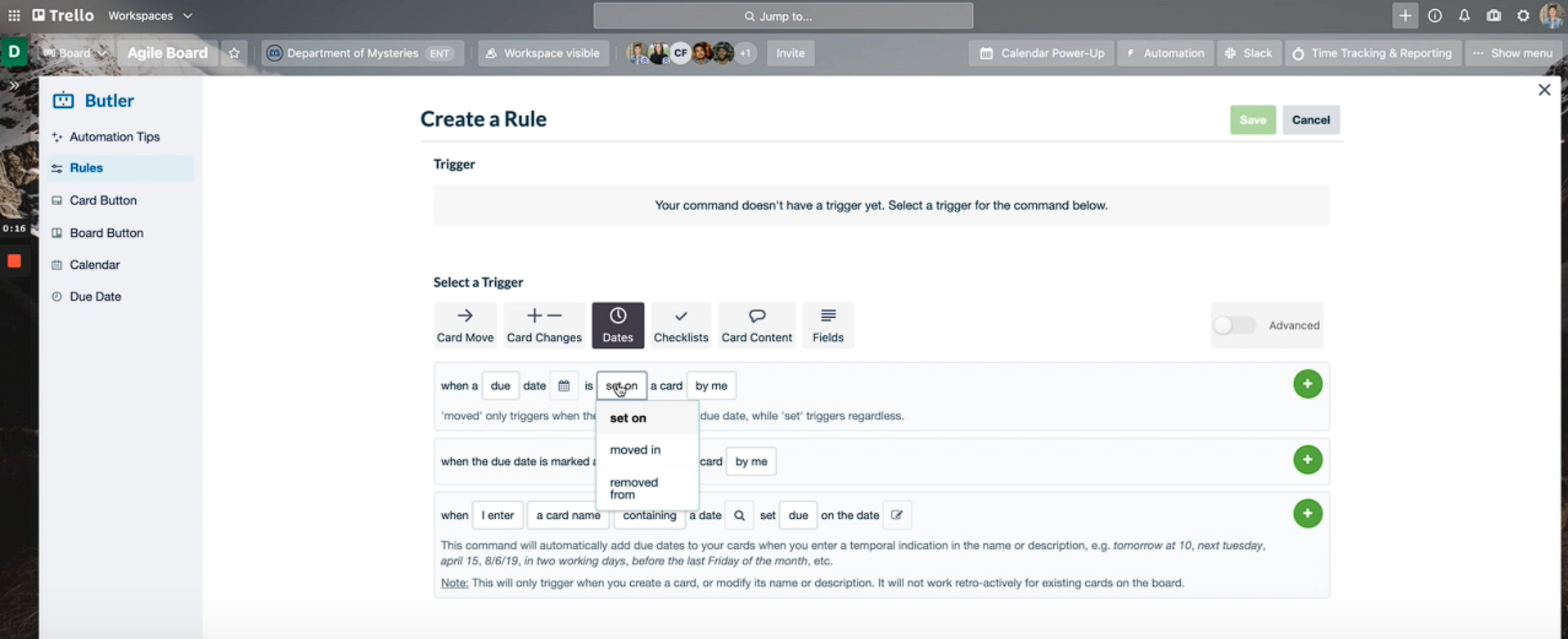 Trello project management software screenshot