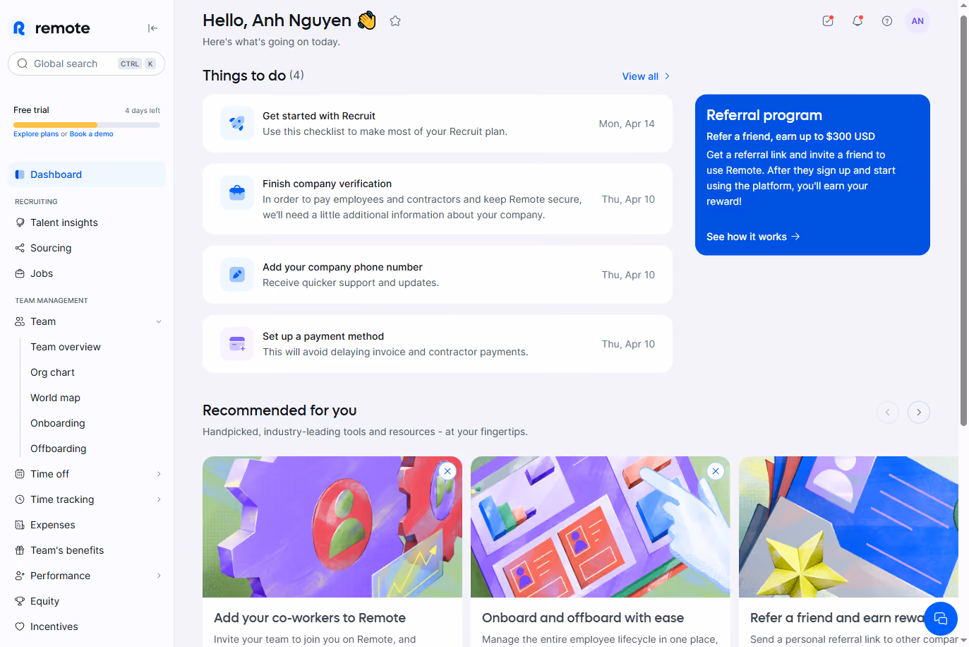 Remote.com payroll platform screenshot