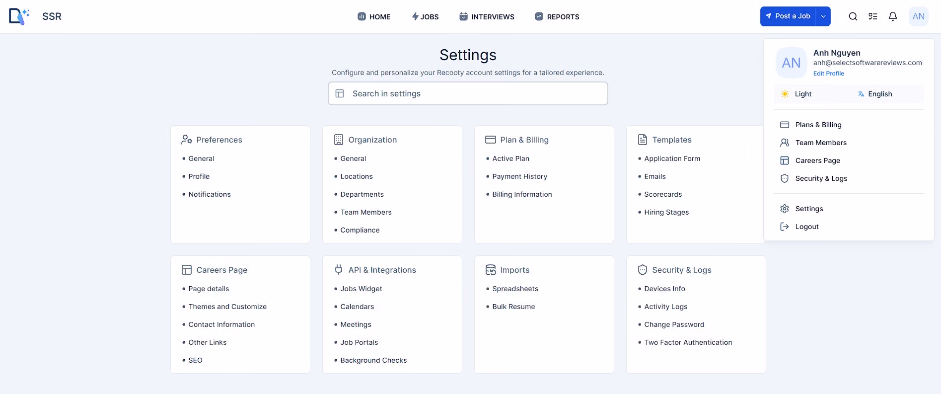 Recooty AI recruiting platform screenshot