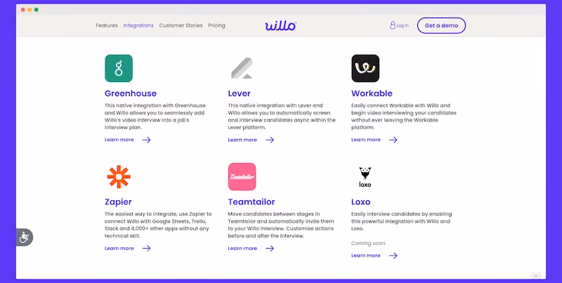 Willo integration dashboard