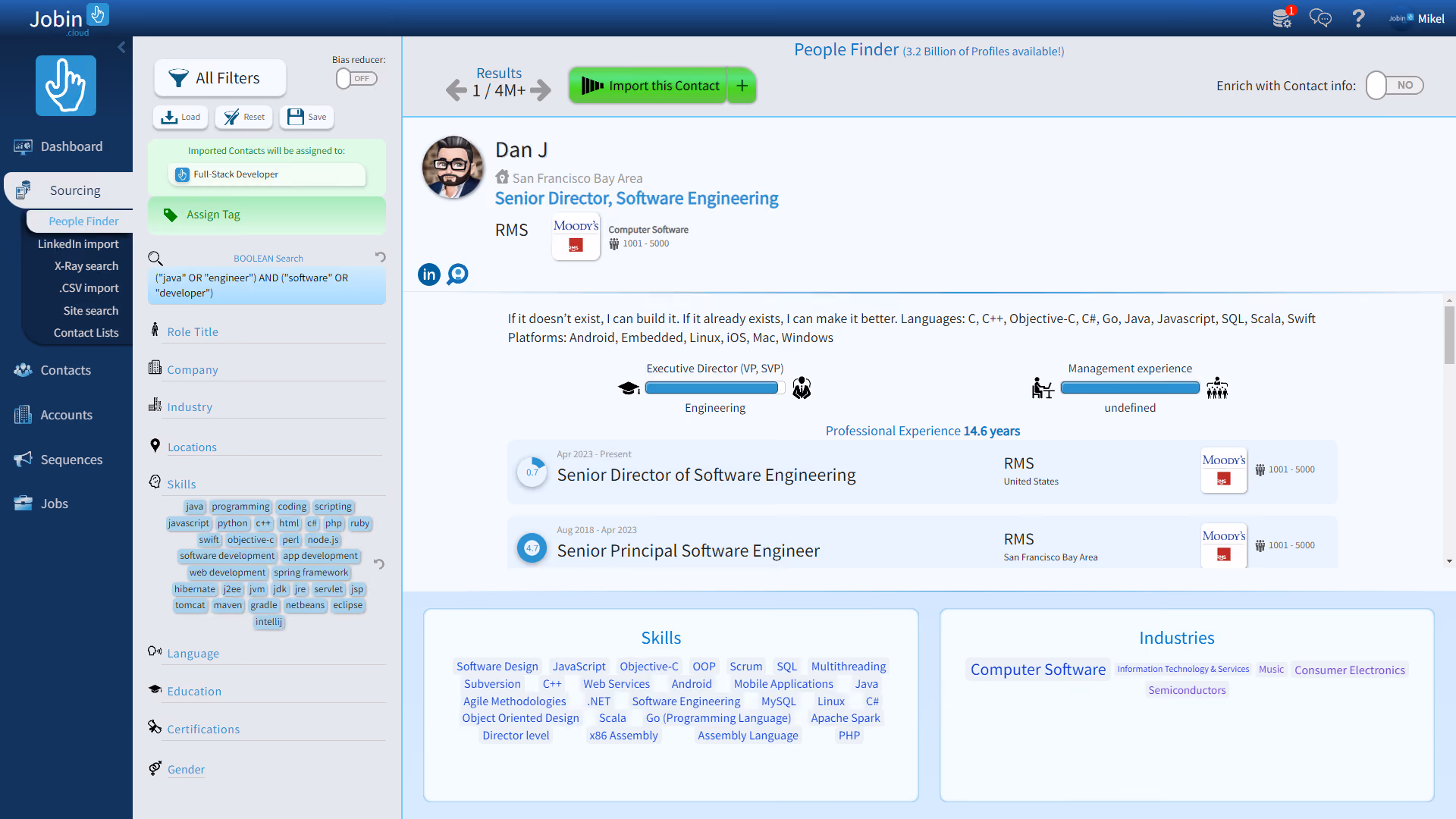 Jobin free recruitment platform dashboard
