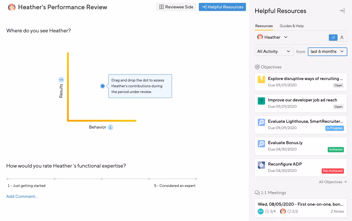 Our reviewer took screenshot of Small Improvements Performance Management Program during the demo