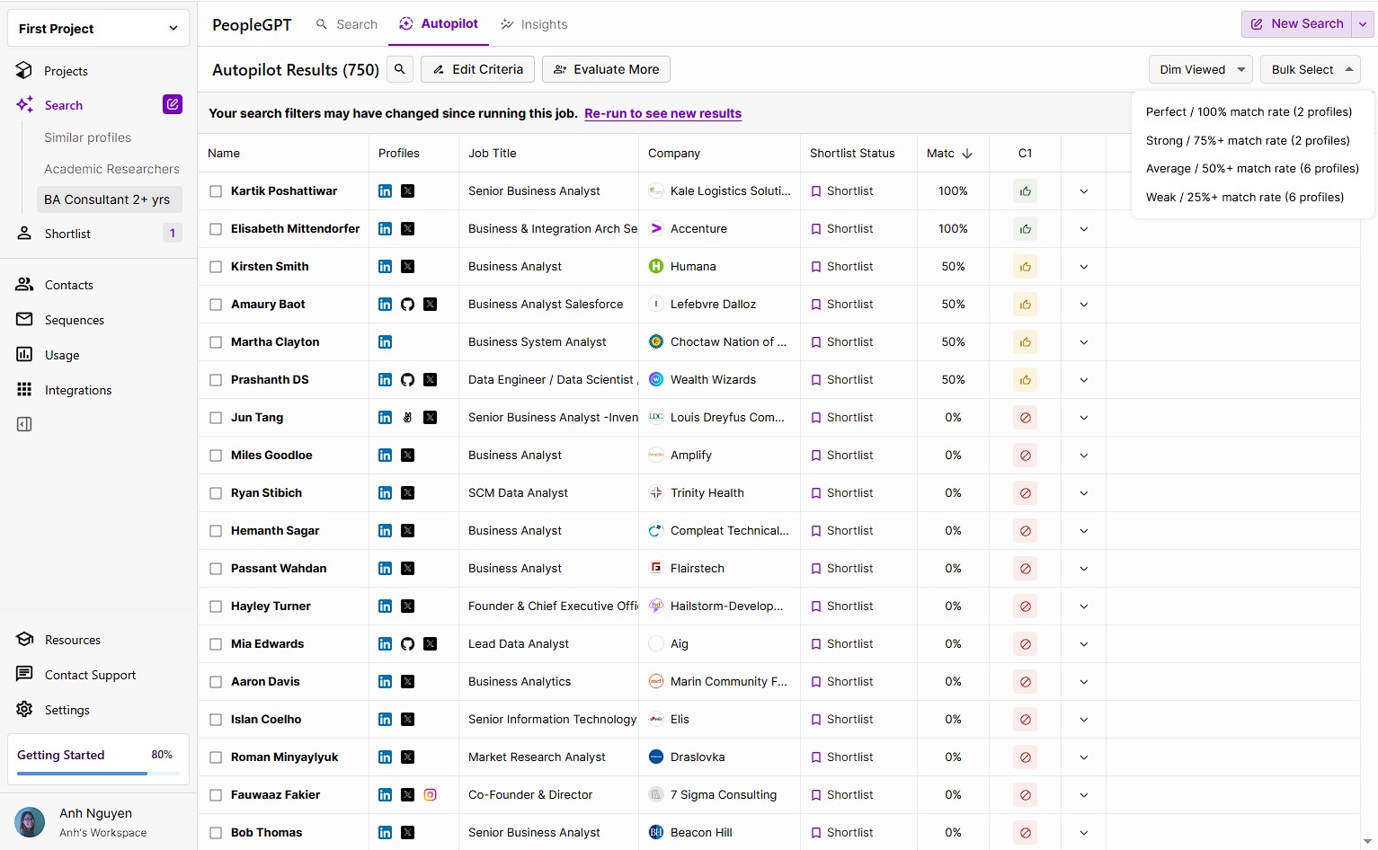 AI recruiting platform Juicebox UI