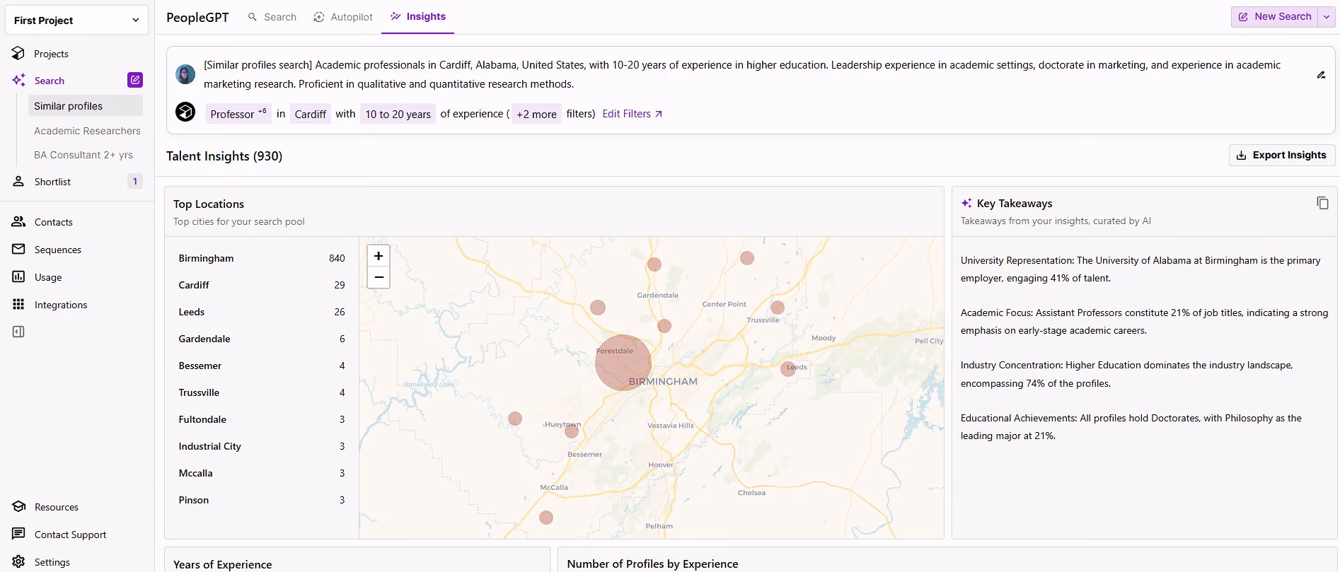 Recruiting automation platform Juicebox UI