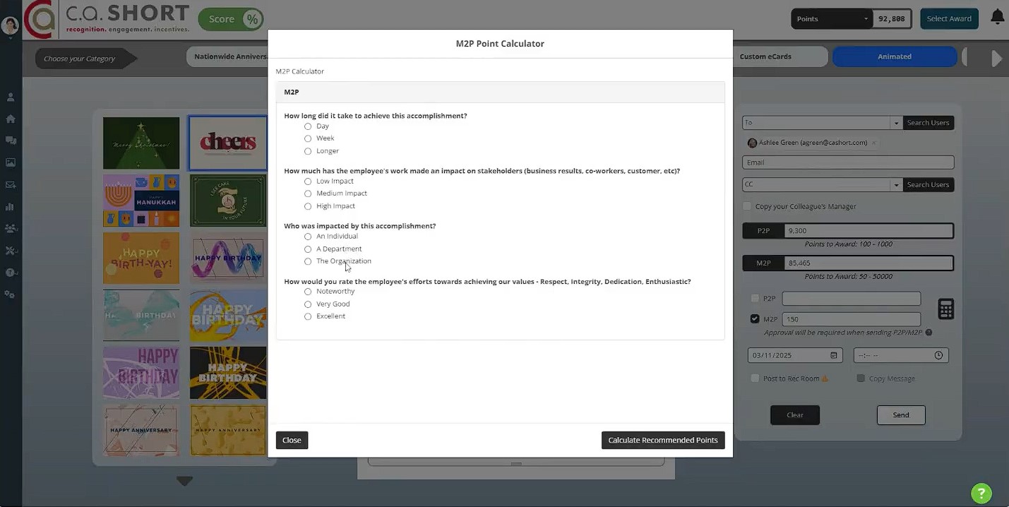 employee engagement platform C.A. Short screenshot
