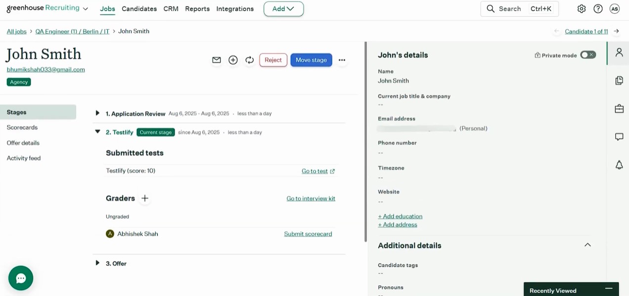 Greenhouse ATS job ad market