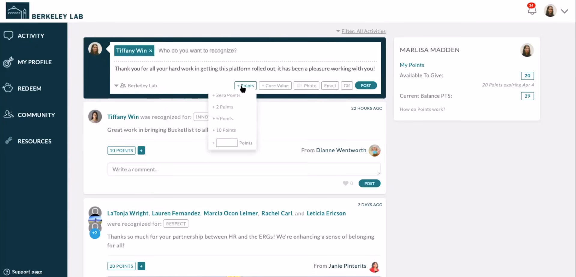Bucketlist dashboard screenshot