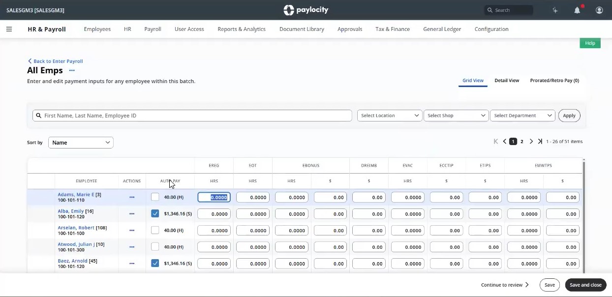 Run payroll in a batch view in Paylocity
