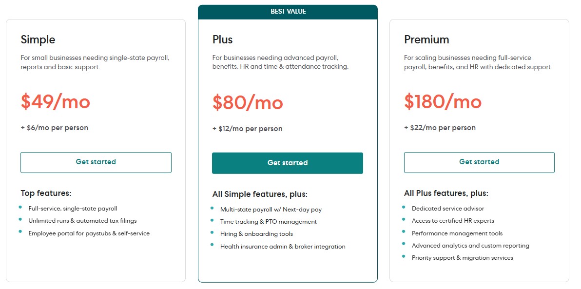 Gusto offers affordable pricing for SMBs