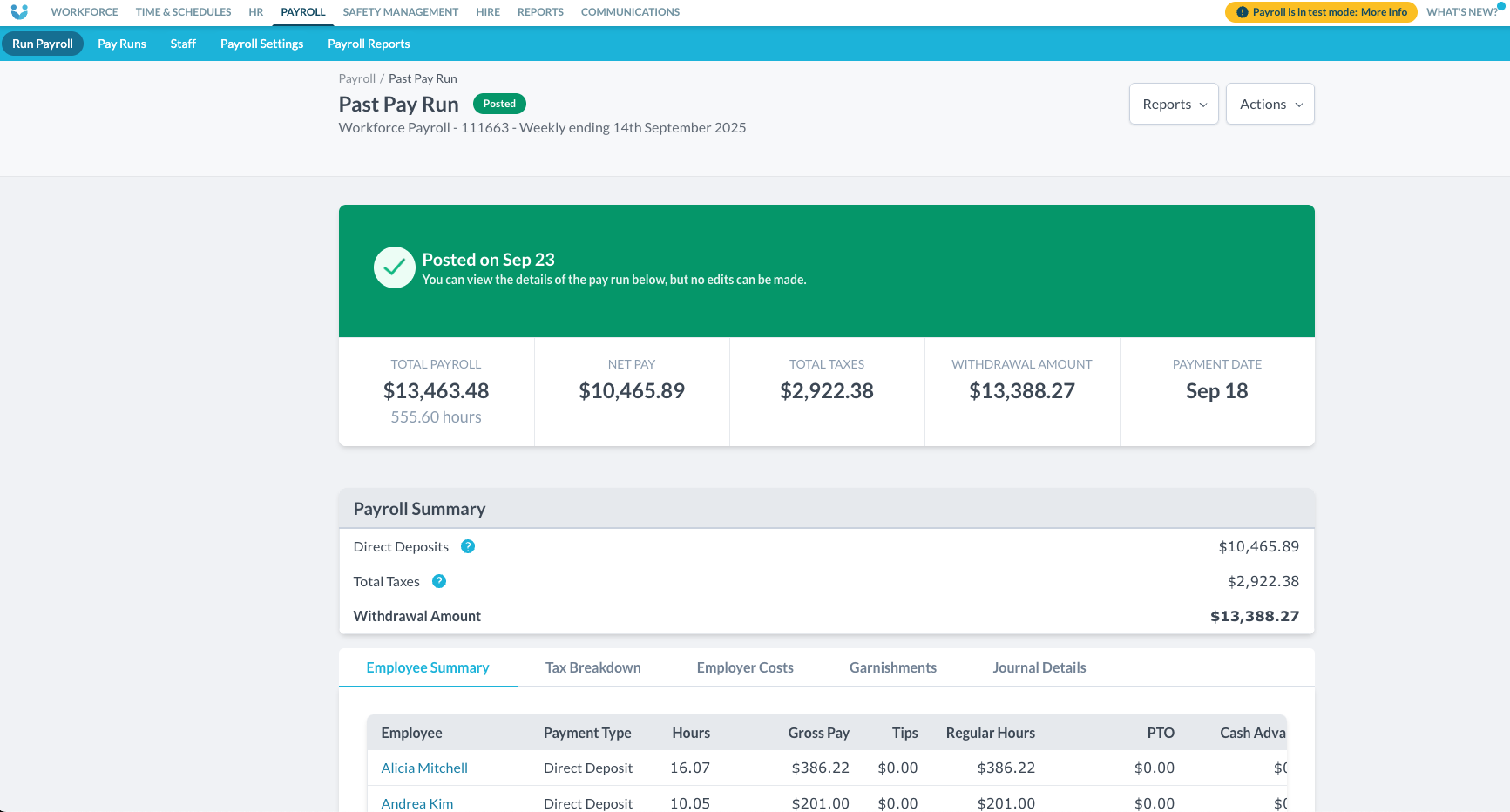 Workforce’s payroll and HR platform