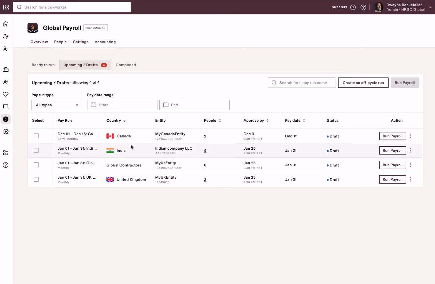 Rippling UK EOR platform - payroll feature