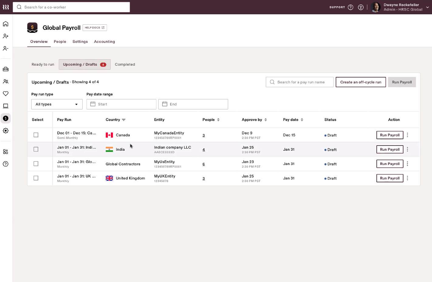 Rippling UK EOR platform - payroll feature