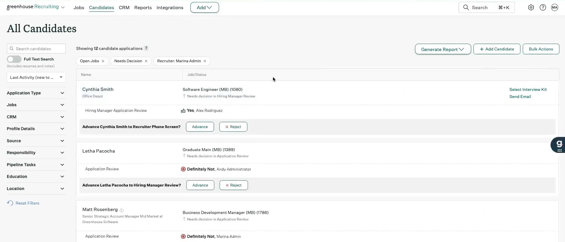 Greenhouse recruitment automation platform