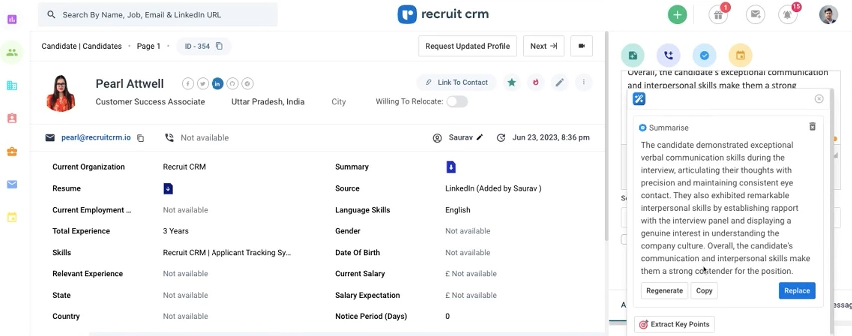 Recruit CRM AI recruiting platform
