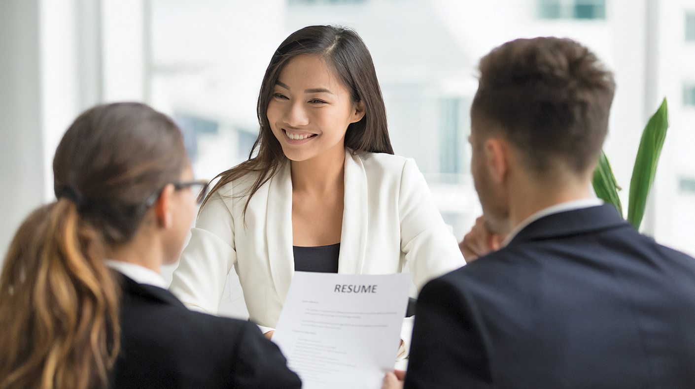 A hiring team interviewing a top candidate