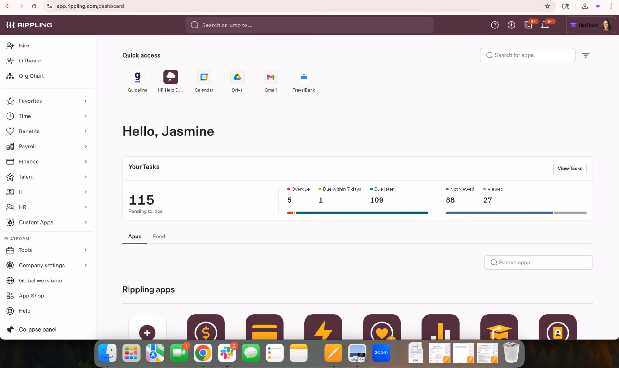 Rippling HR software dashboard
