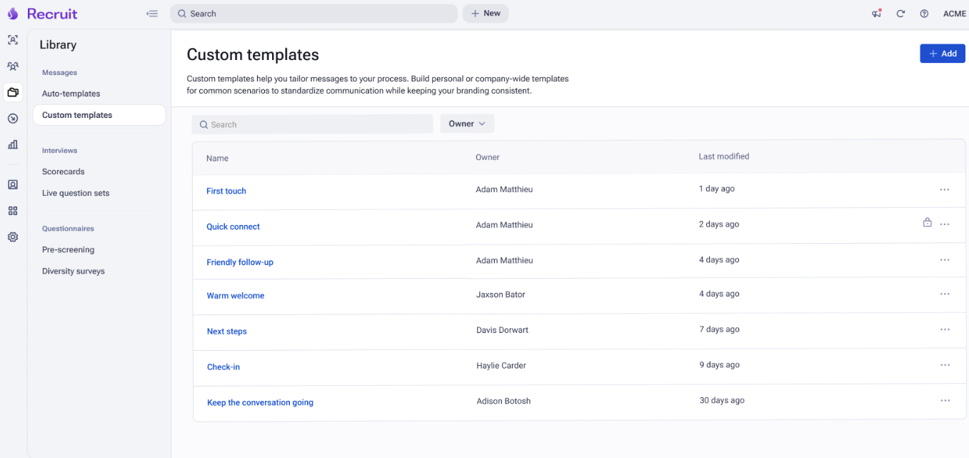 Spark Hire applicant tracking system dashboard