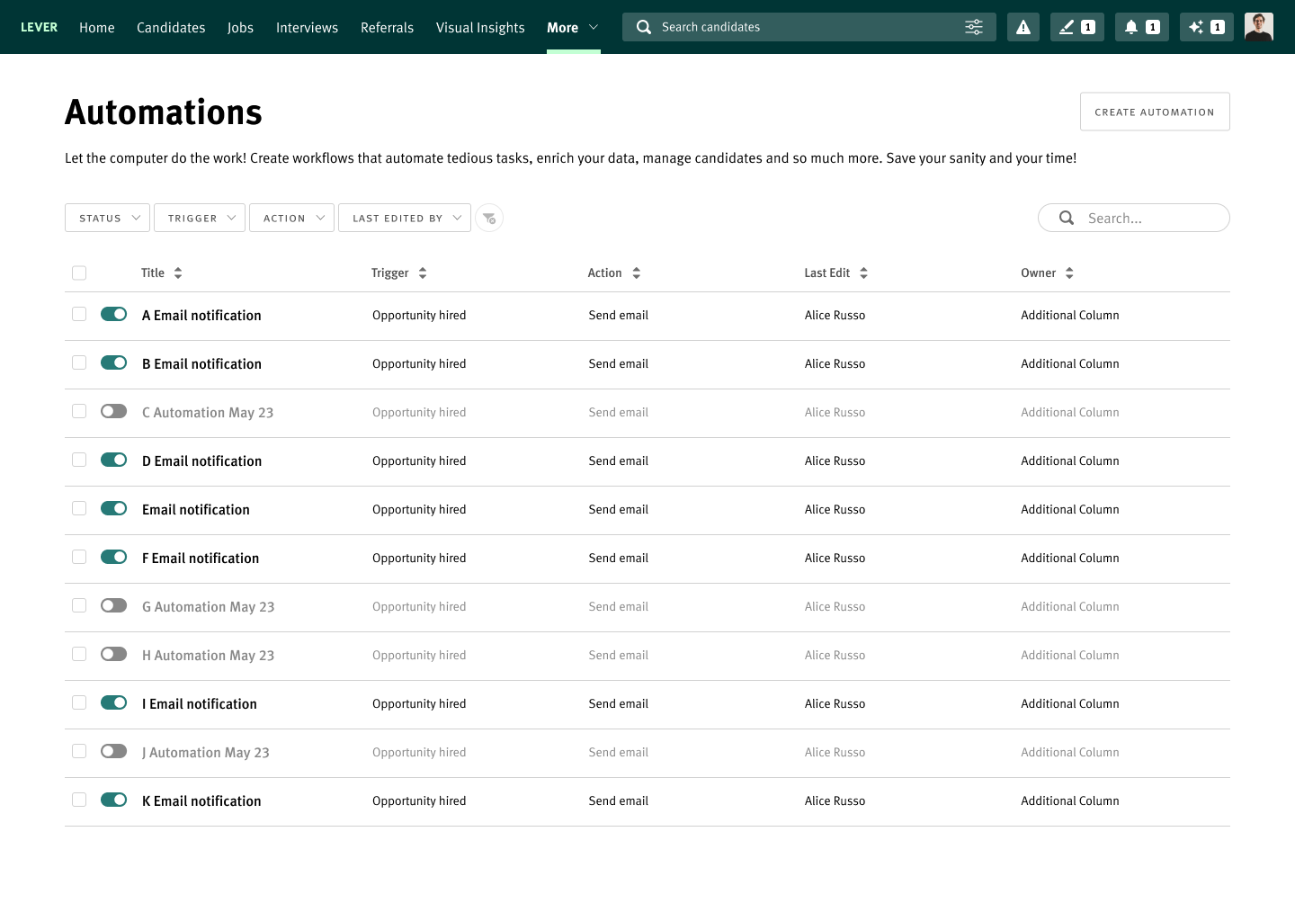 Lever ATS’s new interface