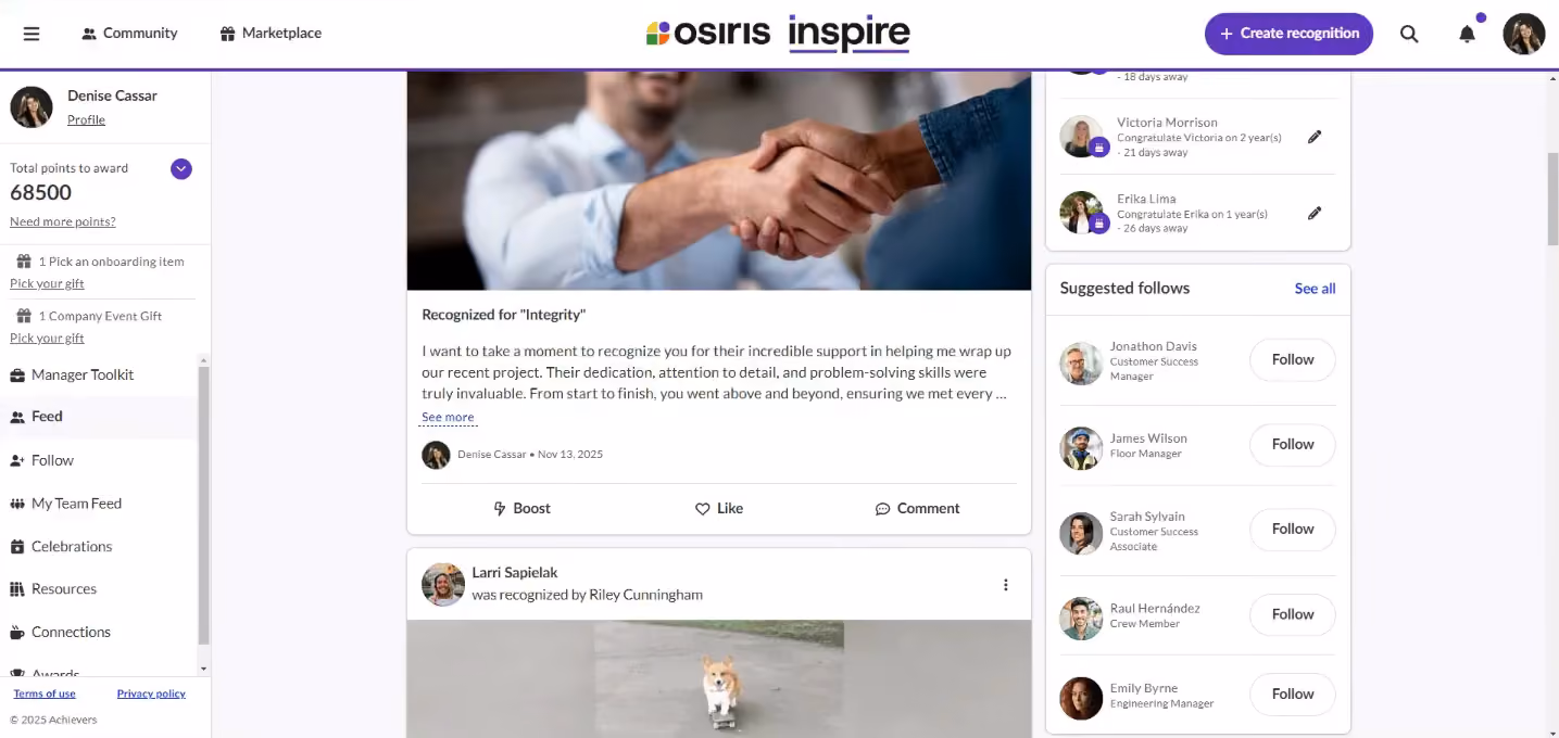 Achievers employee engagement platform