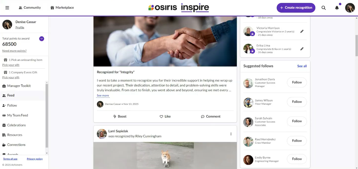 Achievers employee engagement platform