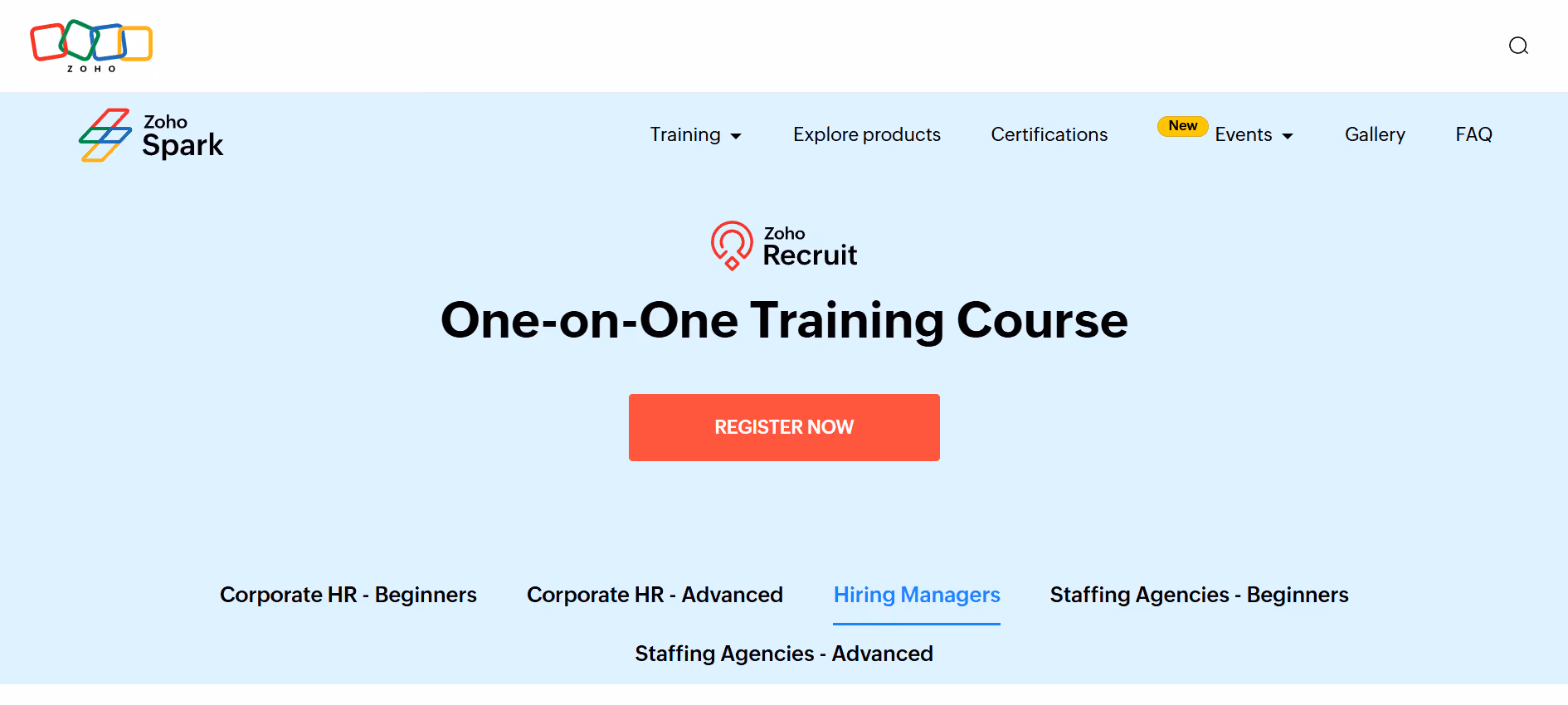 Zoho Recruit One-on-One Training through Zoho Spark for recruiter onboarding
