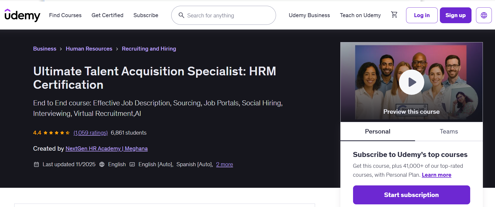 Ultimate Talent Acquisition Specialist (Udemy)