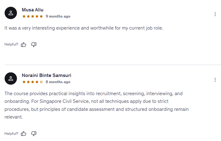 User review of Ultimate Talent Acquisition Specialist course