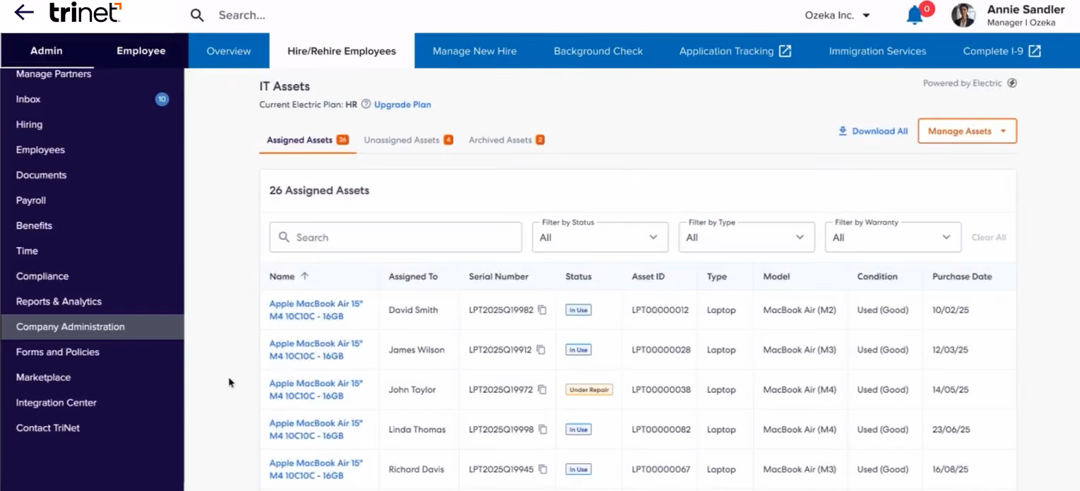 TriNet PEO platform