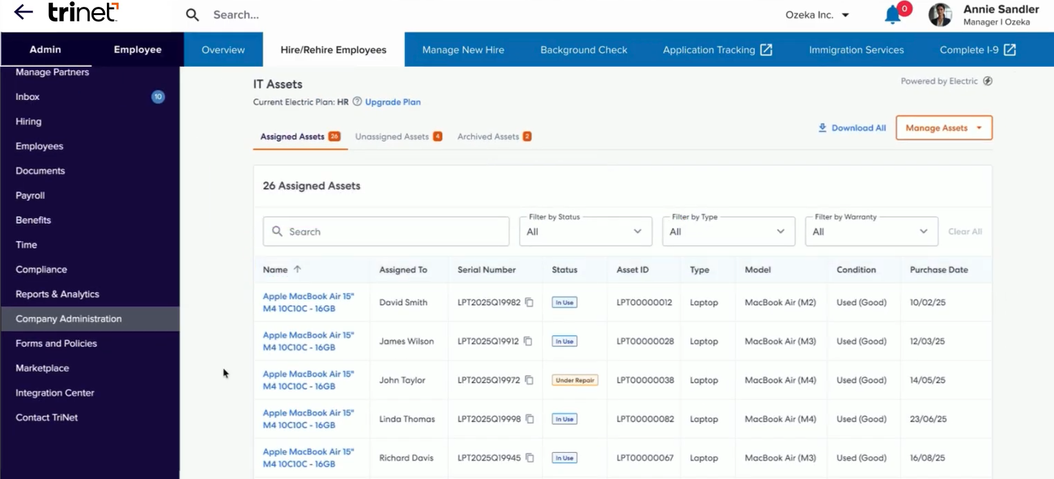 TriNet PEO platform