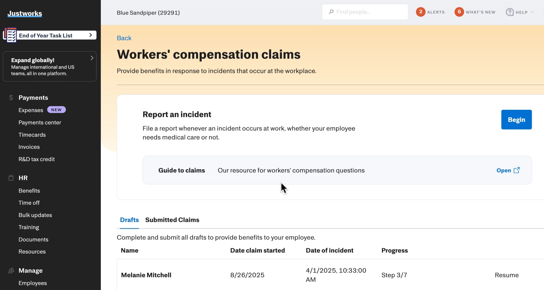 Justworks PEO platform