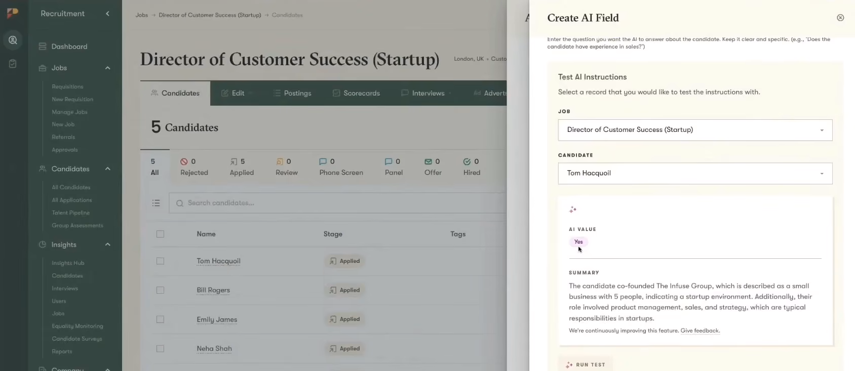 Pinpoint offers multiple AI recruiting features