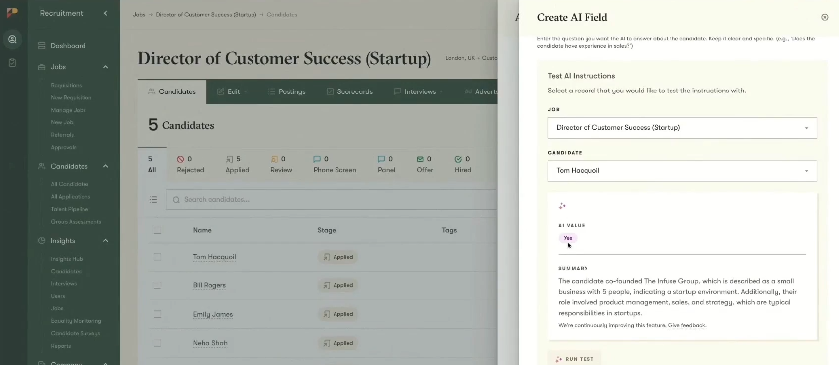 Pinpoint offers multiple AI recruiting features
