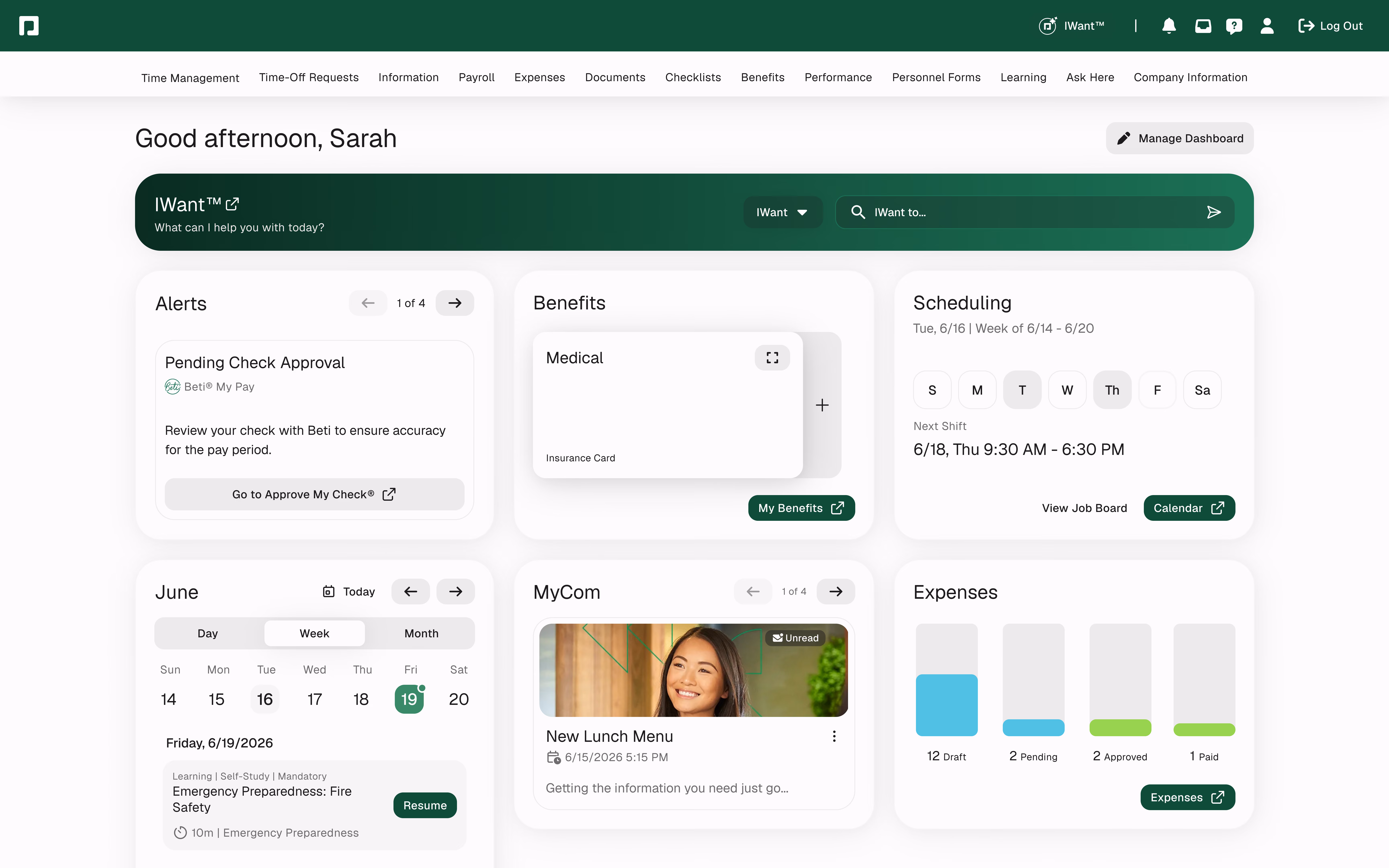 Paycom's payroll platform dashboard
