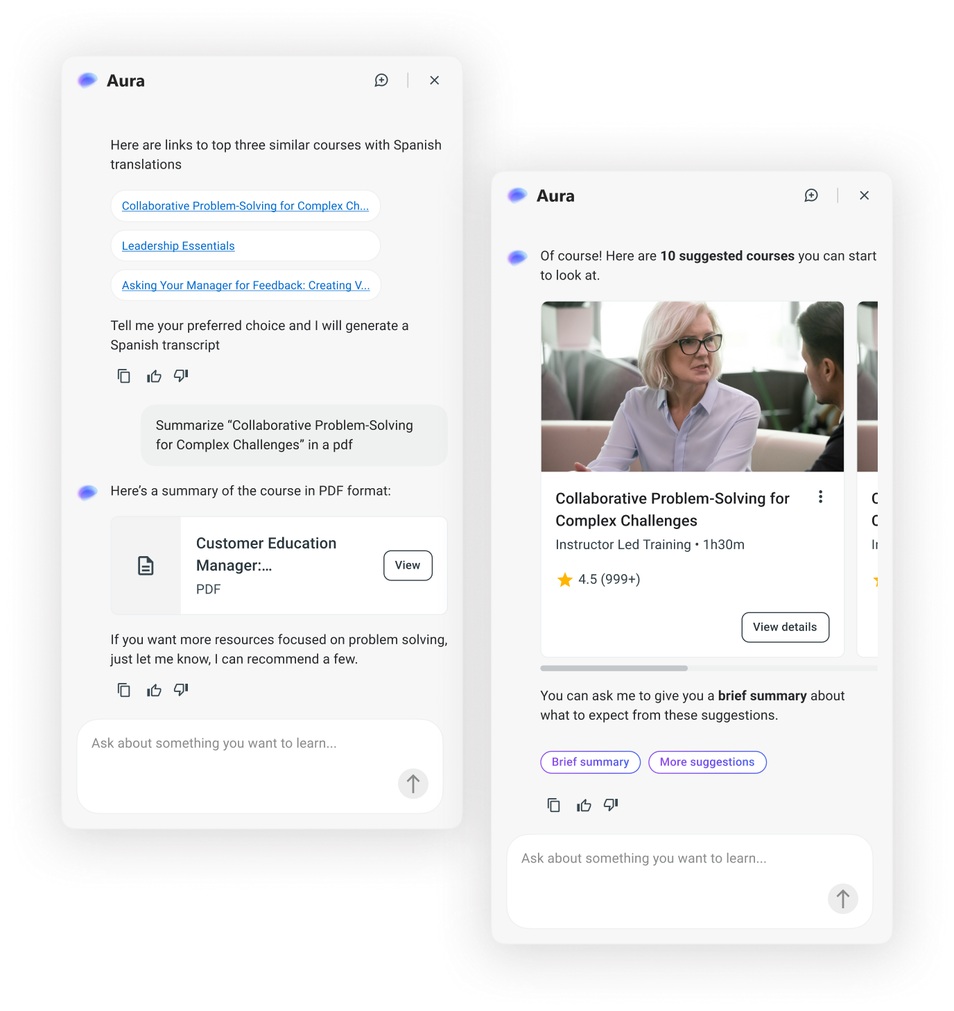 Screenshot from our demo with Absorb LMS' team.