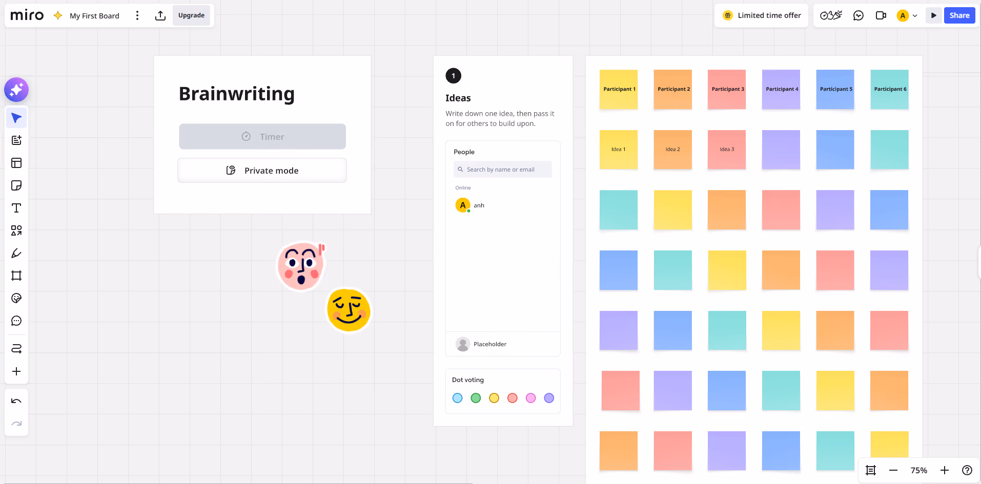 Miro’s board is particularly good for idea brainstorming. Image credit: Anh Nguyen/SelectSoftware Reviews