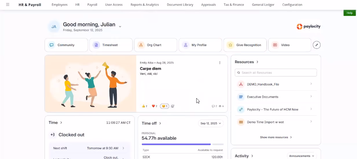 Paylocity employee management platform
