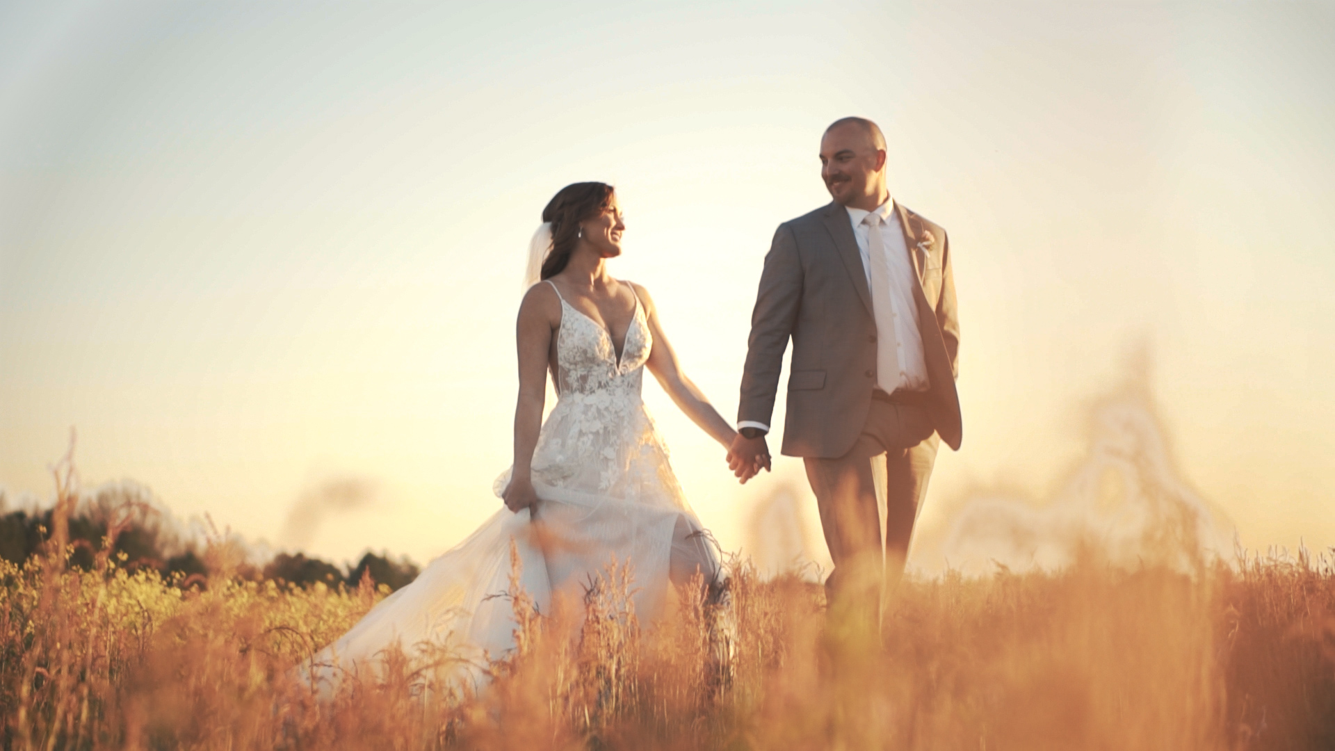 Bride and groom can't stop smiling after tropical wedding ceremony!