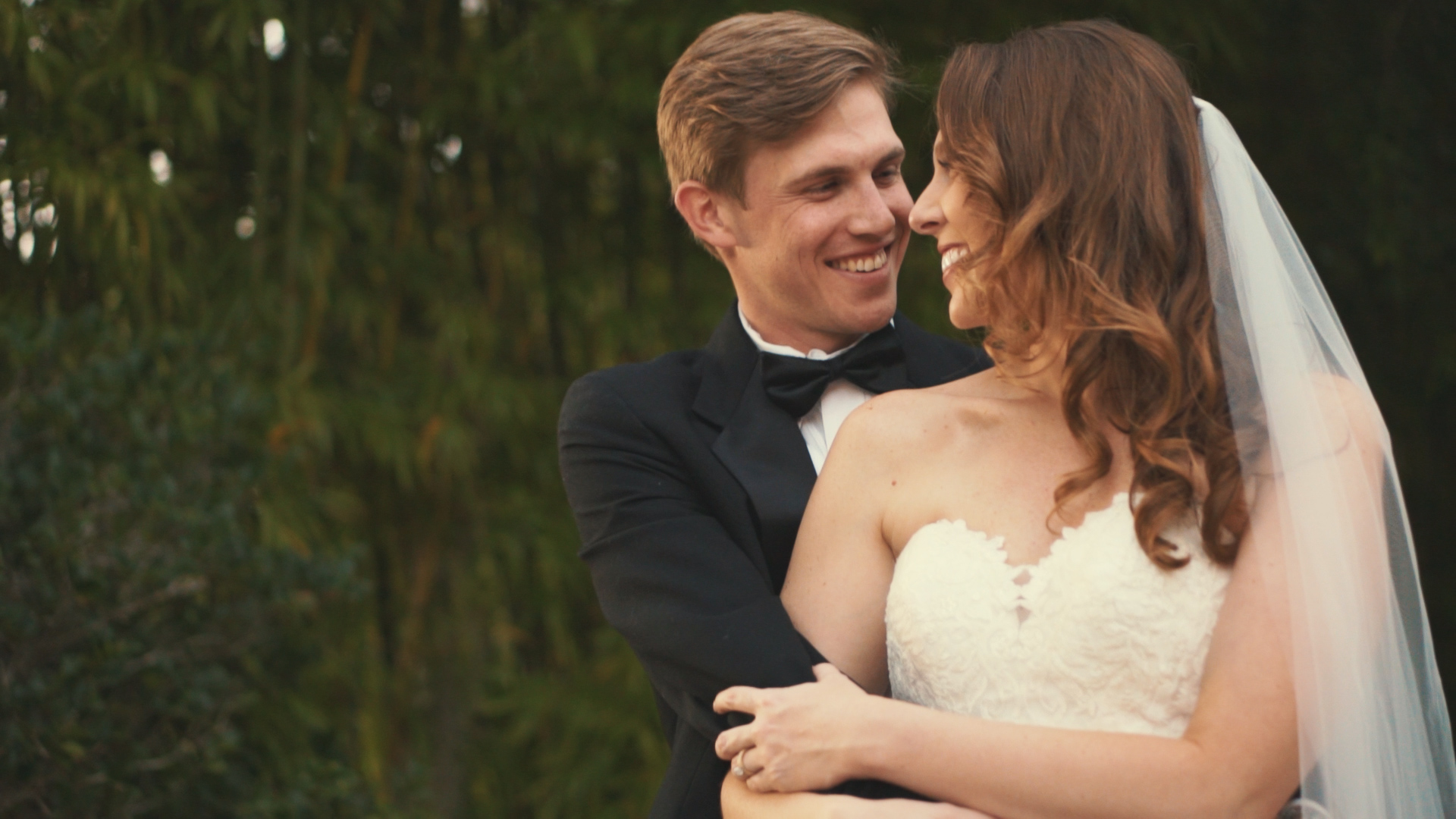 Bride and groom can't stop smiling after tropical wedding ceremony!