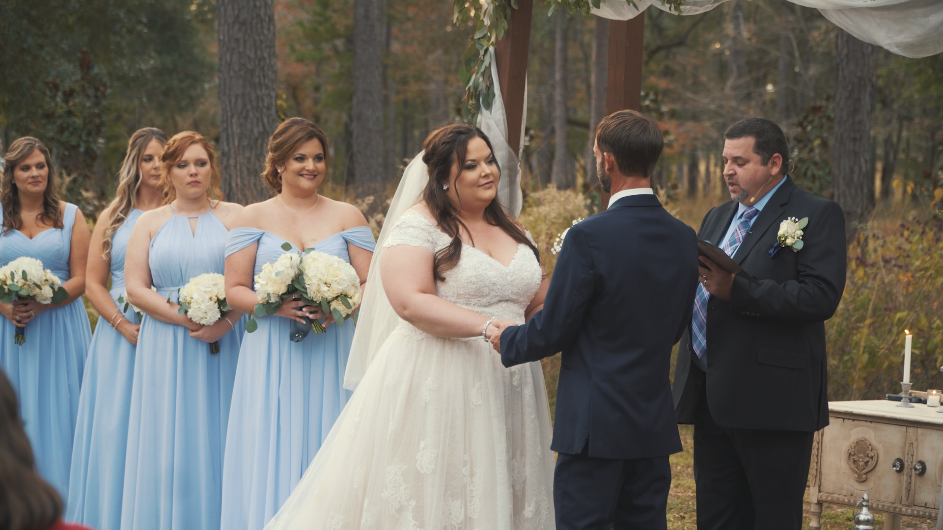 Bride and groom can't stop smiling after tropical wedding ceremony!