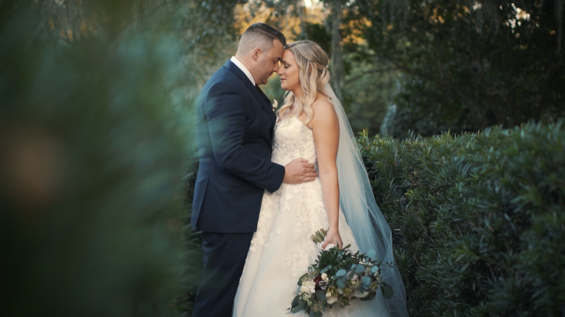 Bride and groom can't stop smiling after tropical wedding ceremony!
