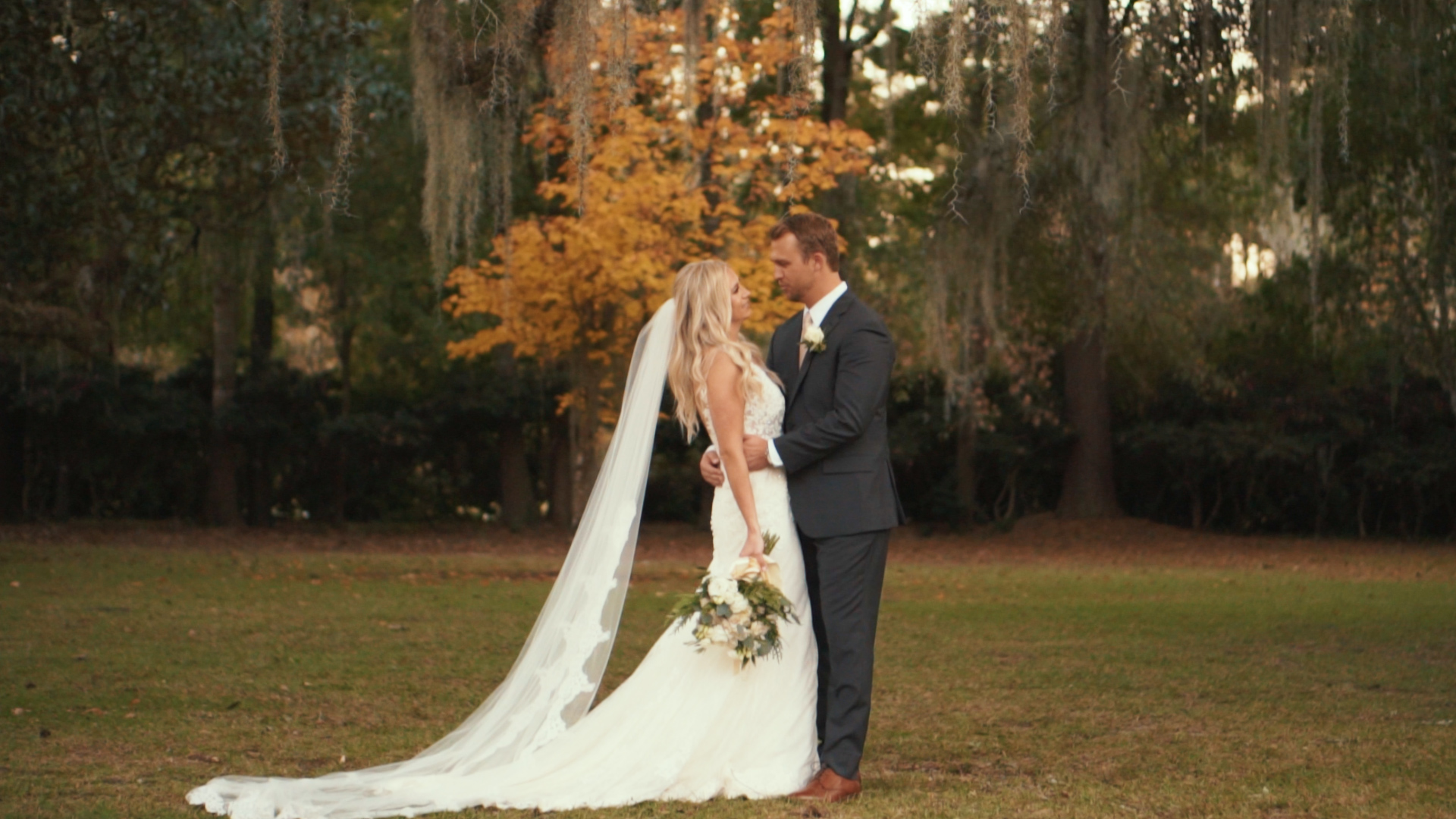 Bride and groom can't stop smiling after tropical wedding ceremony!
