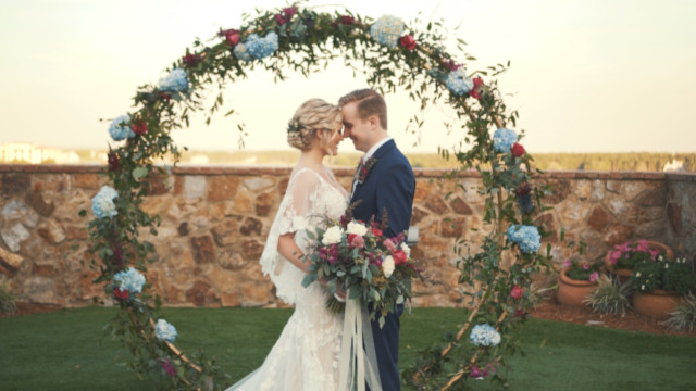Bride and groom can't stop smiling after tropical wedding ceremony!