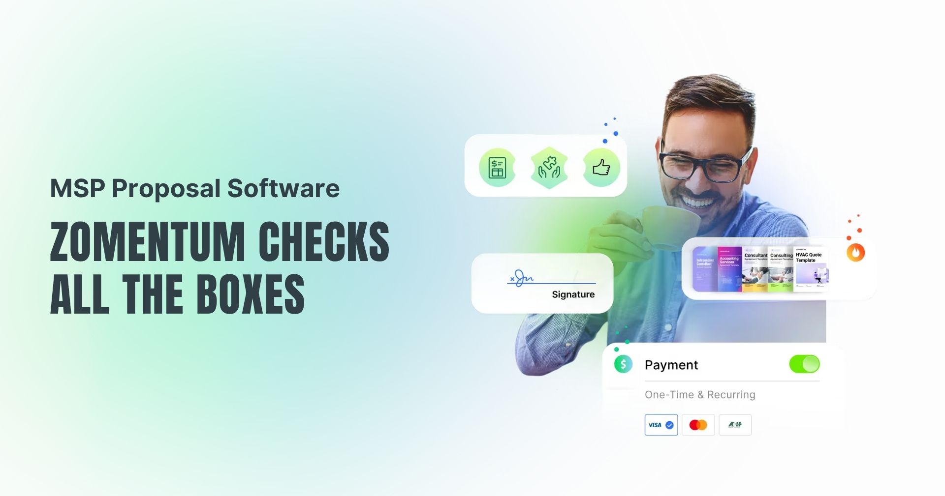 MSP using Zomentum to create and send a proposal with quote, e-sign, and payment 