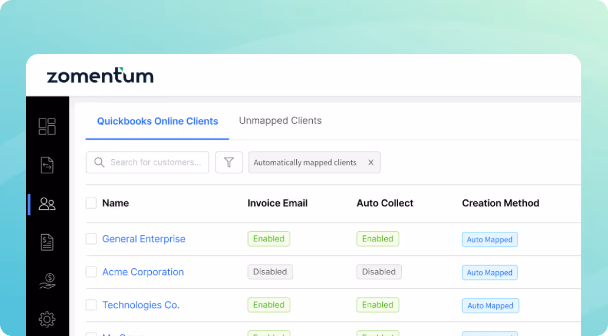 Automatic mapping of QBO and Xero clients with Grow and Payments